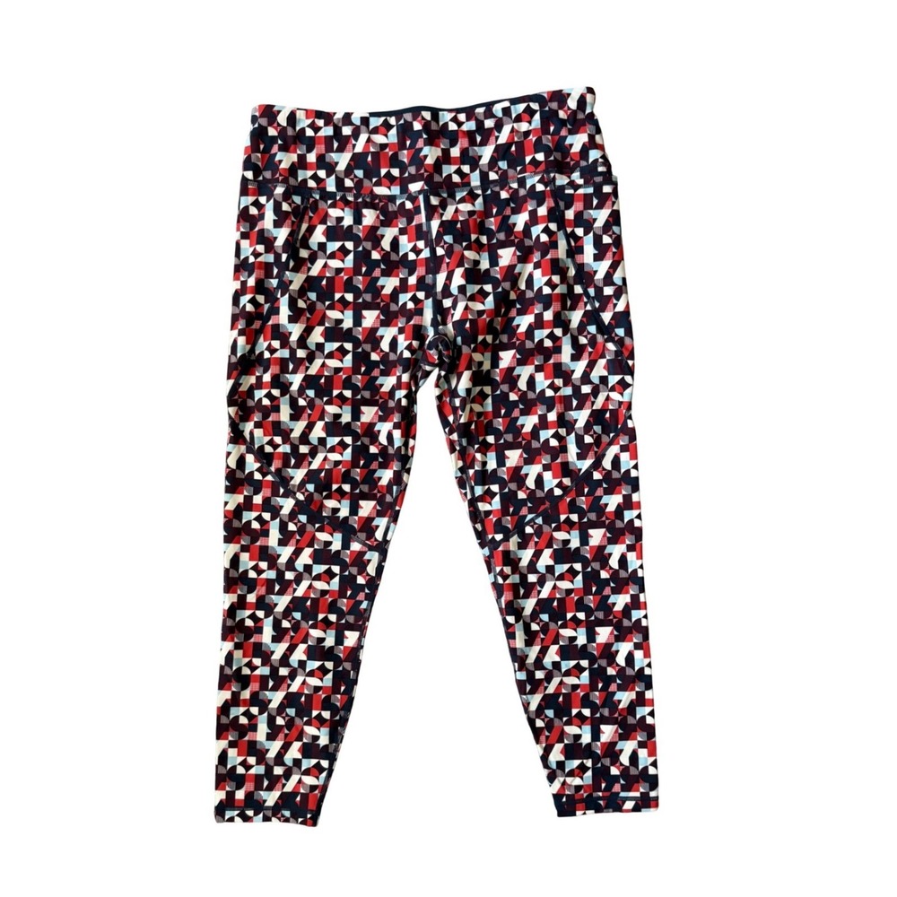 Sweaty Betty Power 7/8 Leggings XXL Red Navy Geometric Mosaic Print High Waist - Picture 3 of 5